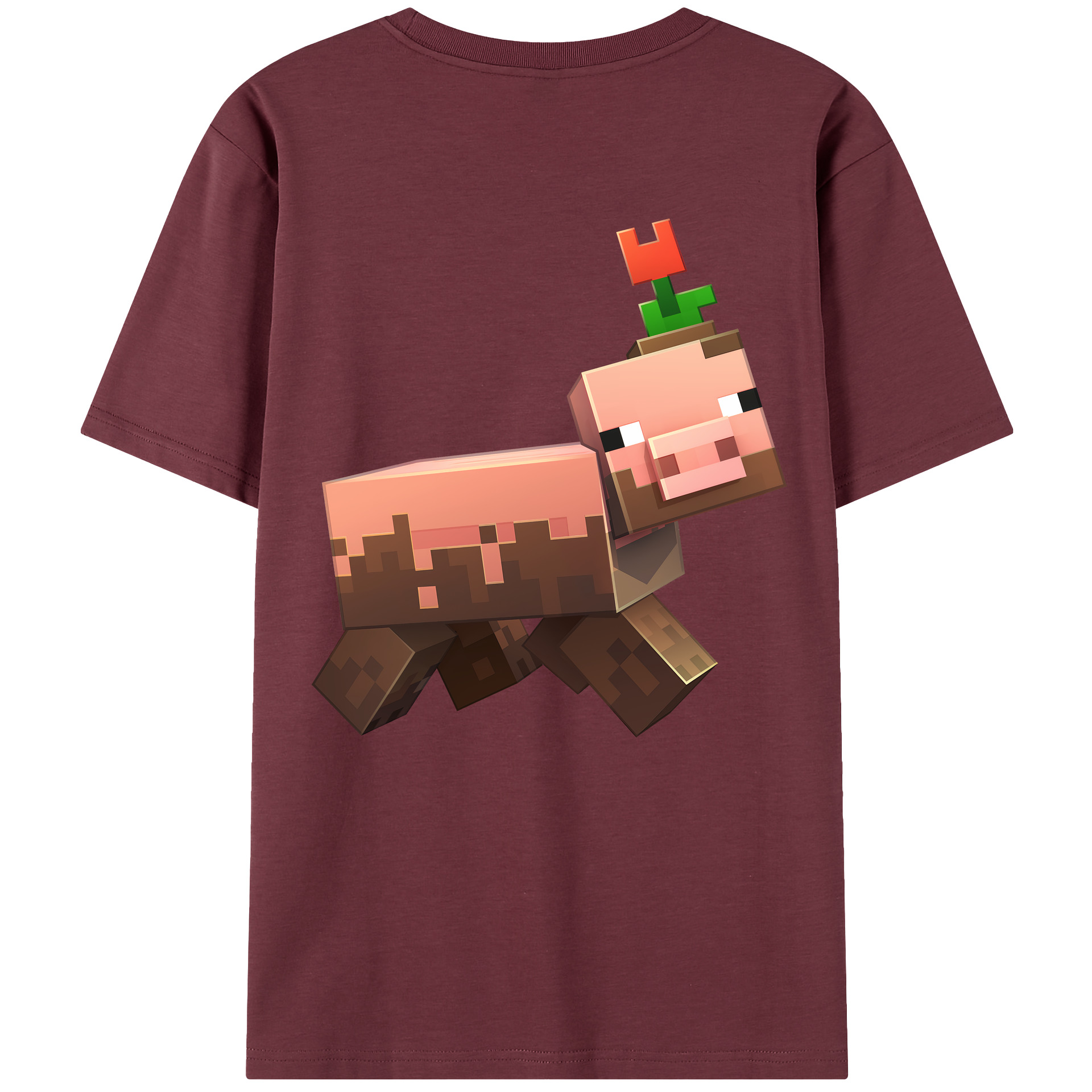 （画像用） マインクラフト ブロックの世界 Minecraft MC Block world 綿100％半袖Tシャツ（背面プリント）